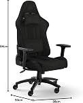 Corsair TC100 Relaxed Gaming Chair - Fabric - Racing-Inspired Design - Lumbar Pillow - Detachable Memory Foam Neck Pillow - Adjustable Seat Height - Adjustable Armrests - Black