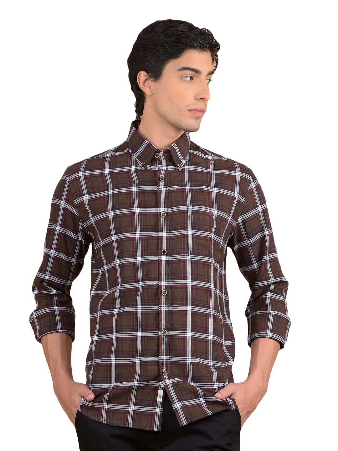 Crimsoune Club Men's Brown Checked Shirt-picture-12