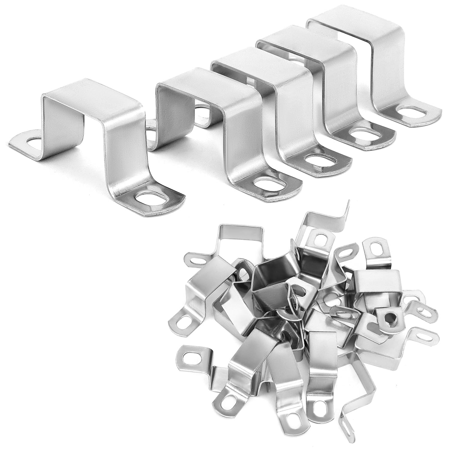 Lot De 6 Colliers De Serrage Carrés En Acier Inoxydable 304 - 40x40 Mm - Pour Portes, Fenêtres Et Tuyauterie