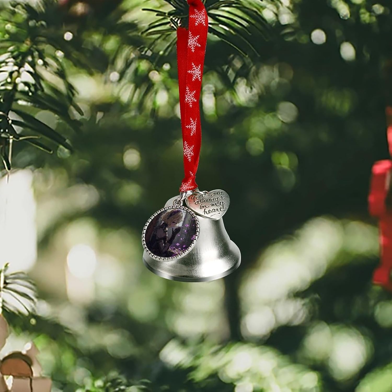 Christmas Bell Short Hair Women Jingle Bell with Love Pendant Christmas Ornament Metal Vintage Bells Christmas Tree Hanging for Holiday Party Decoration