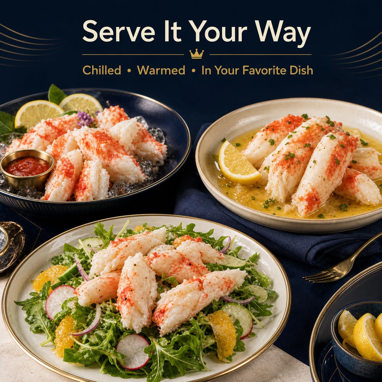 Premium King Crab Meat, Wild Caught Red King Crab Legs Snack, Fully Cooked and Ready to Serve, Rich Sweet Flavor and Tender Texture, Enjoy Warm or Chilled, 4.6 oz (130 g) (3Pcs) thumbnail