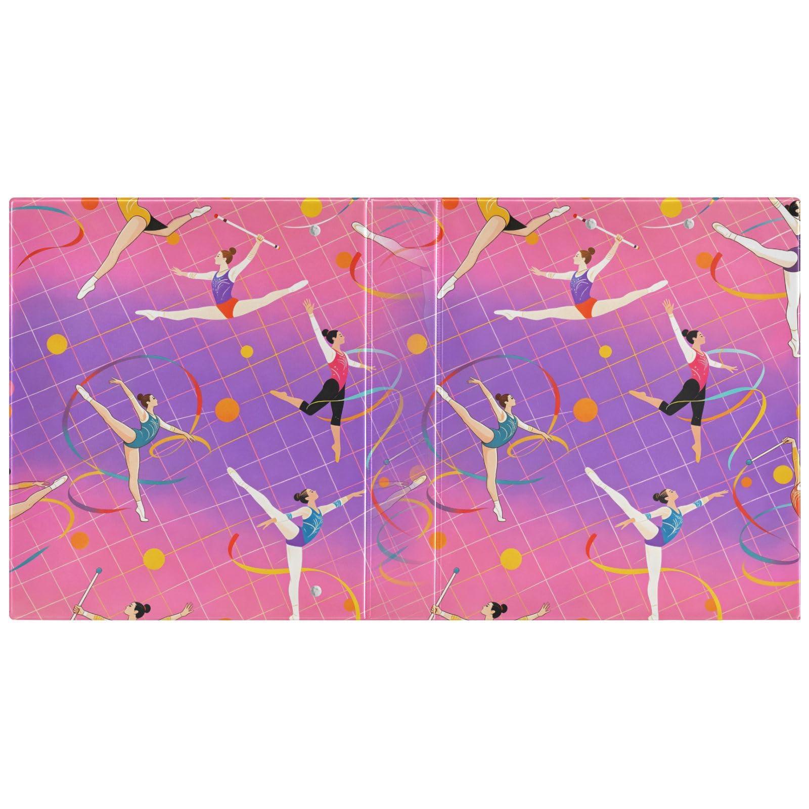 Raccoglitore a 3 anelli, motivo ginnastica ritmica, 3,8 cm, anelli rotondi per 200 fogli, 3 raccoglitori ad anelli con clip in metallo antiscivolo
