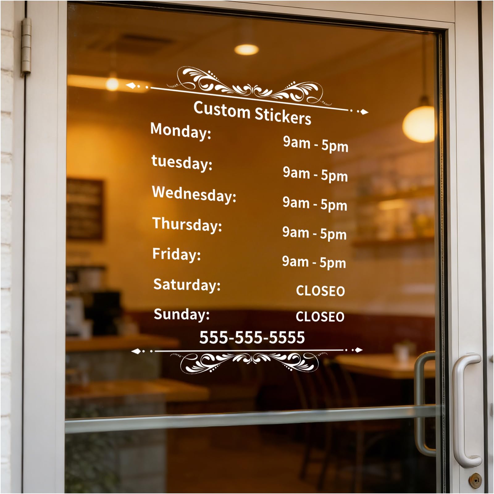 Custom Opening Hours Sign, Personalised Vinyl Decal, Business Hours Sticker for Shop Window, Glass Door, Store