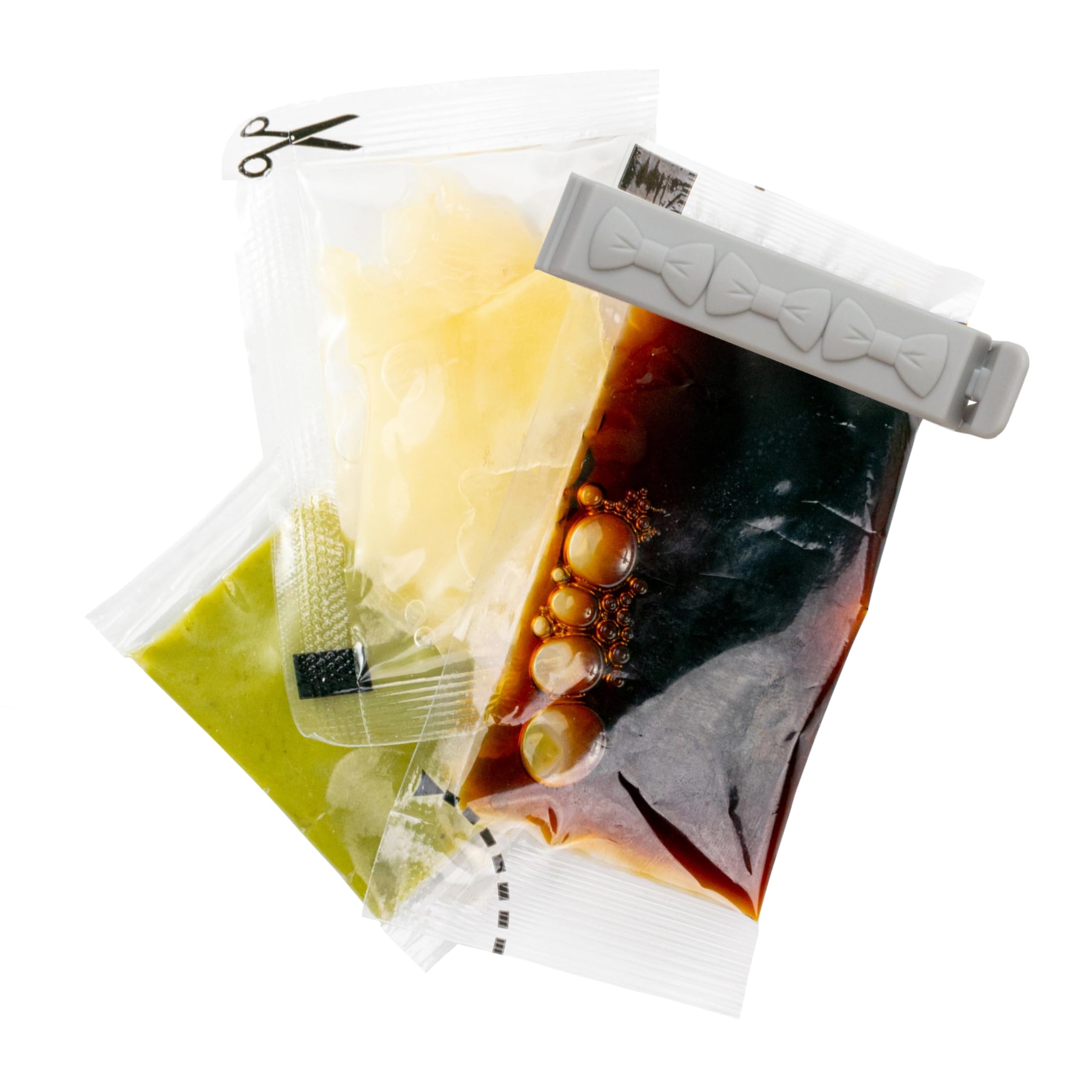 Mollette Salva Freschezza Per Alimenti - Set Da 4 Pezzi In PVC, 6,5x1,2 Cm, Con Fiocco Decorativo, Colorate