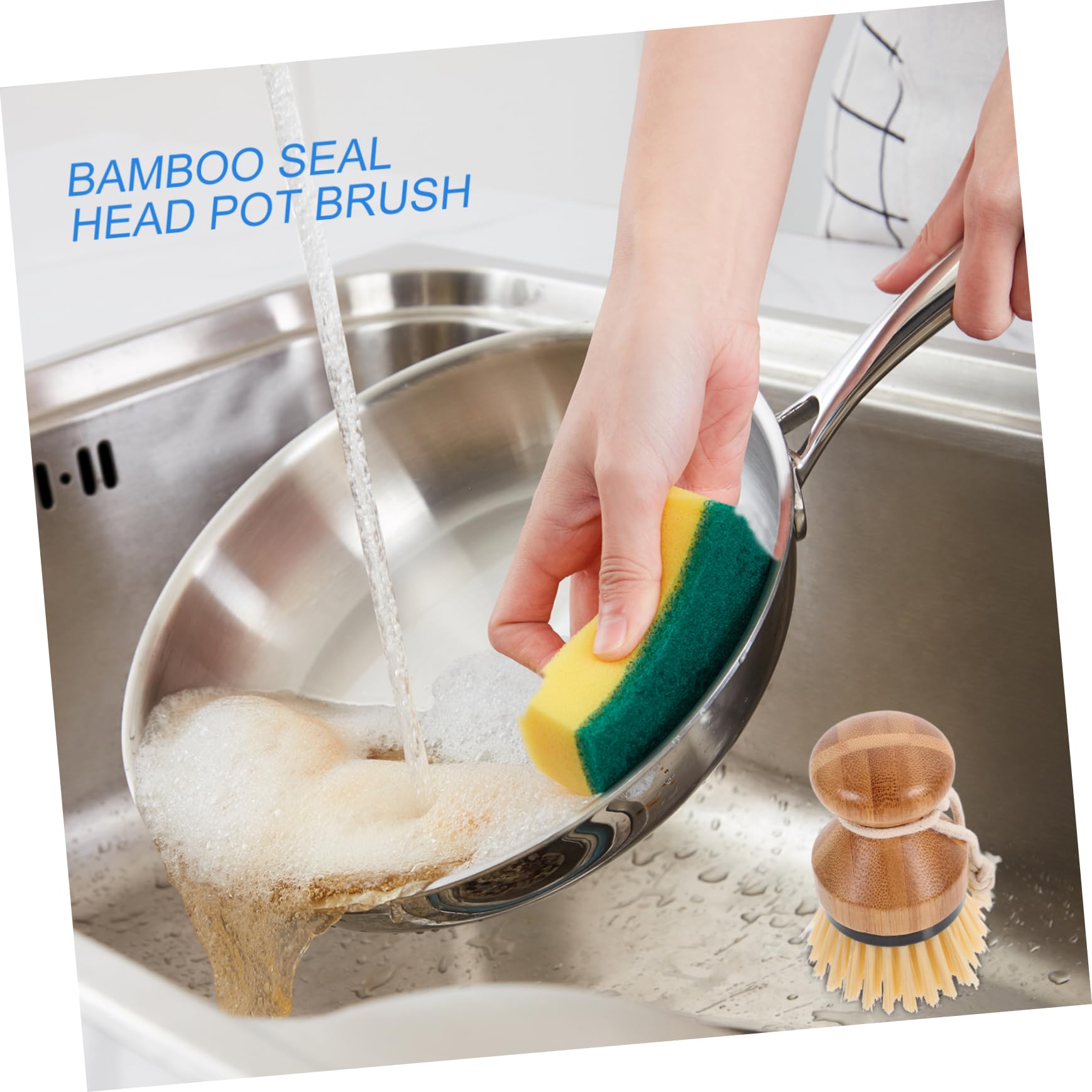 Ciieeo 5 Juegos Cepillo para Ollas con Cabeza De Sello Dispensador De Jabón Trapea Rápido Cepillo De Cocina De Limpieza De Grietas Limpieza De Palma 2 Piezas * 5
