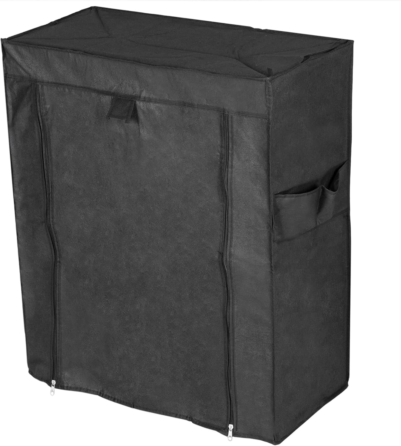 PrimeMatik - Armario ropero y Zapatero de Tela Desmontable 60 x 30 x 72 cm Negro con Puerta Enrollable