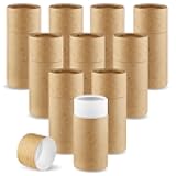10 Pack 50ml/1.7oz Brown Kraft Paper Tubes with Lids Empty Round Cardboard Gift Packaging Bottles for Essential Oil Bottles,Tea-leaves,Candy,Coffee Beans,Cosmetic,DIY Crafts