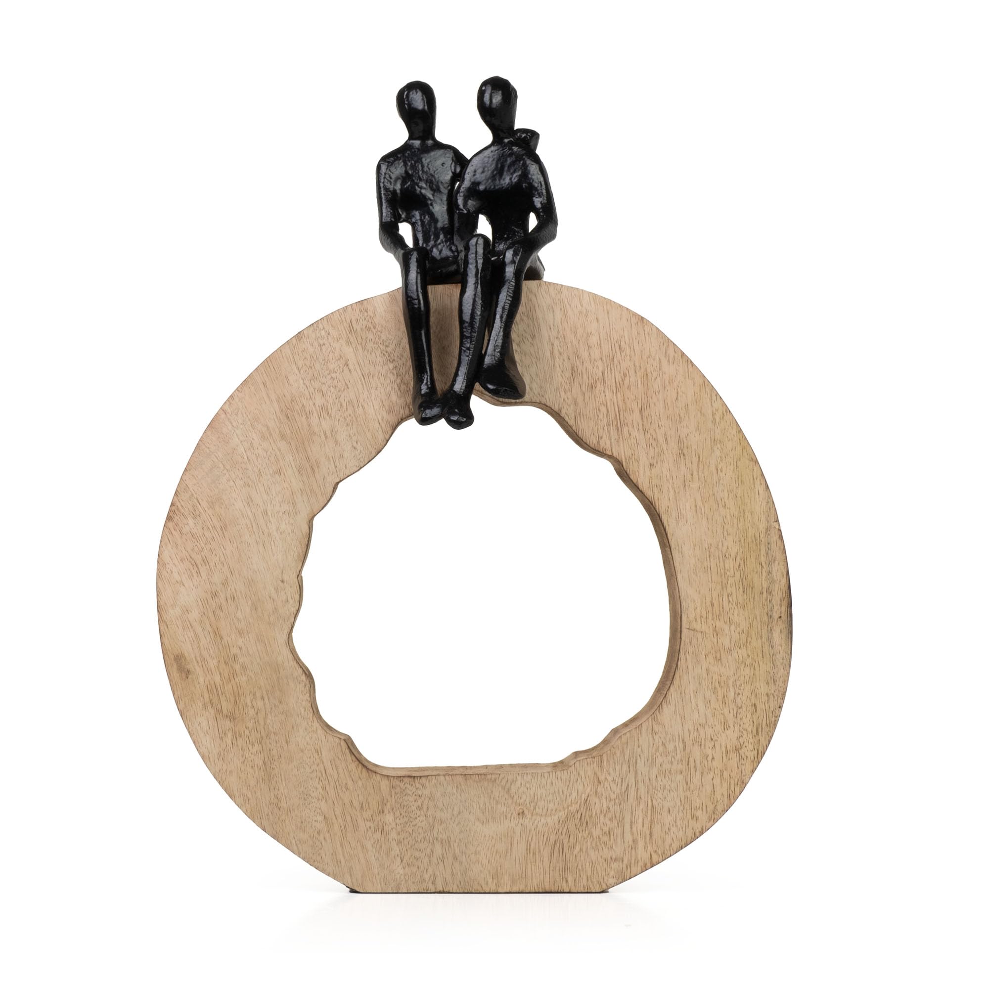 Moritz Figurka dekoracyjna Be Together czarna 36 cm z drewna mango i aluminium rzeźba z dwoma osobami symbol miłości bliskości i spójności nowoczesna dekoracja rękodzieło pomysł na prezent unikat