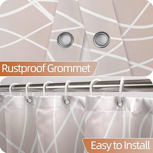 Miniatura 29 de Cortina de ducha pequeña a rayas gris claro degradado para baño, 36 x 72 pulgadas, juego de cortina de ducha geométrica para cabina de RV con Gris