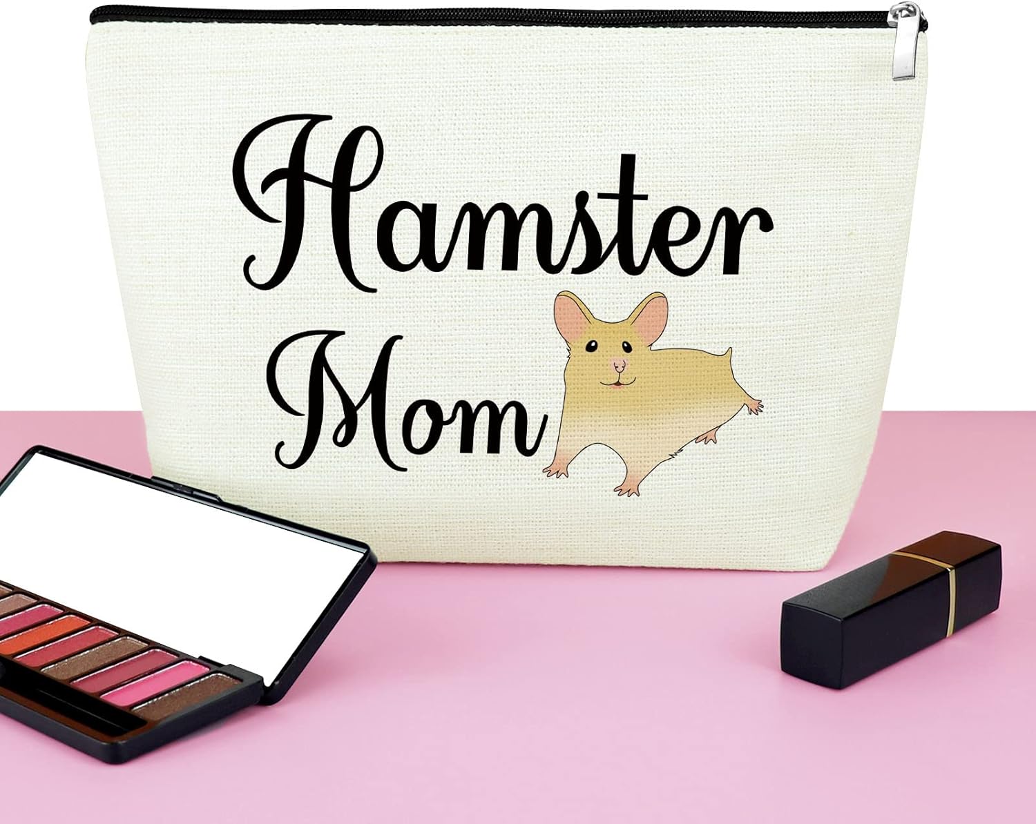 Hamster Mom Cosmetic Bag Hamster Lover Gift Makeup Bag Hamster Theme Gift for Hamster Lover Animal Lover Gift Birthday Christmas Gift for Women Girls Best Friend Cute Hamster Gift Travel Makeup Pouch - Image 6