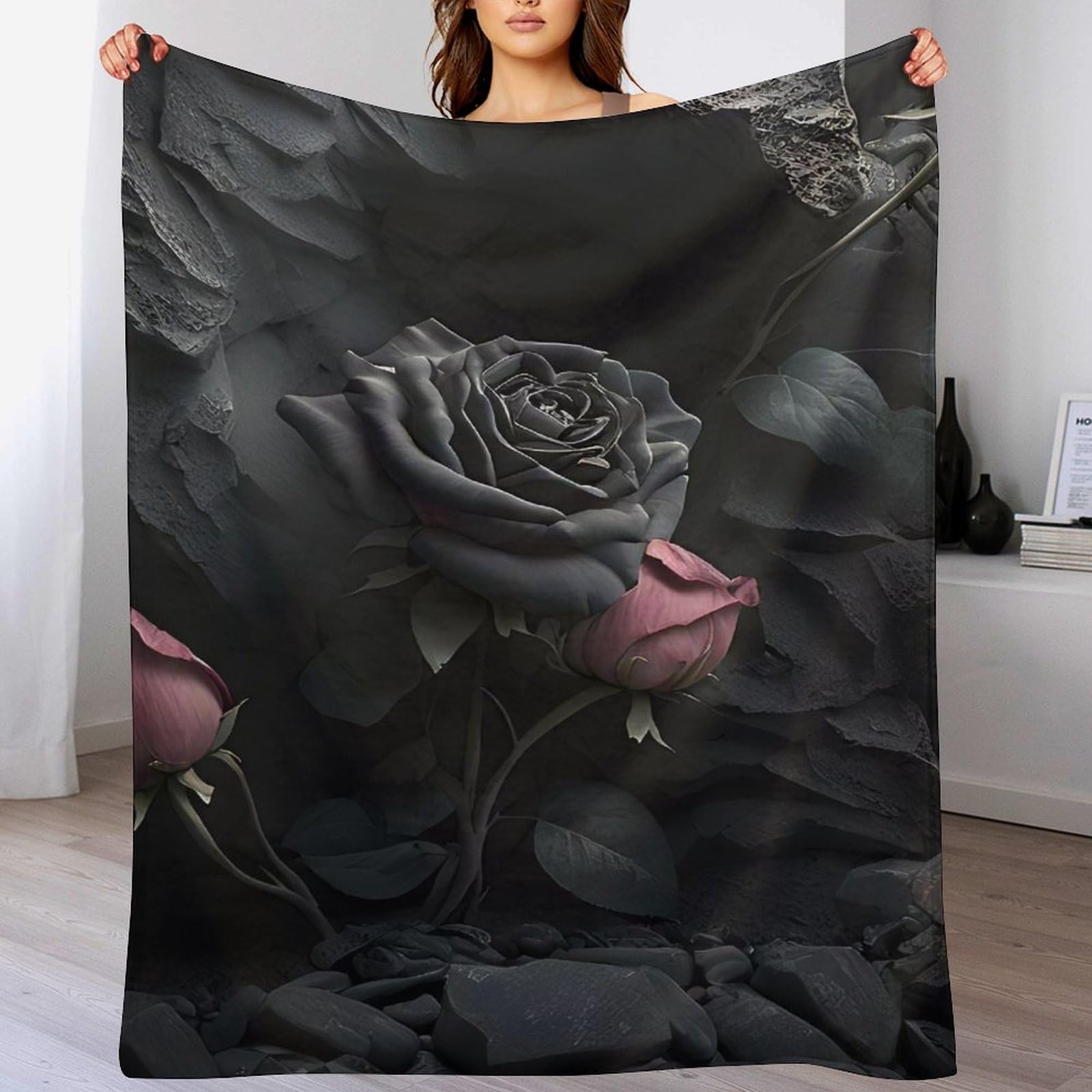 Couverture polaire rose en flannel douce et chaude pour lit de chambre