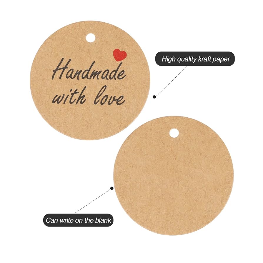 Amazon.com: jijAcraft 100Pcs Handmade with Love Kraft Paper