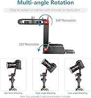 Vista 5 de Neewer Cabezal de trípode Z-Flex mejorado tipo Z con 4 botones de ajuste/fijación, placa de liberación rápida y nivel de burbuja