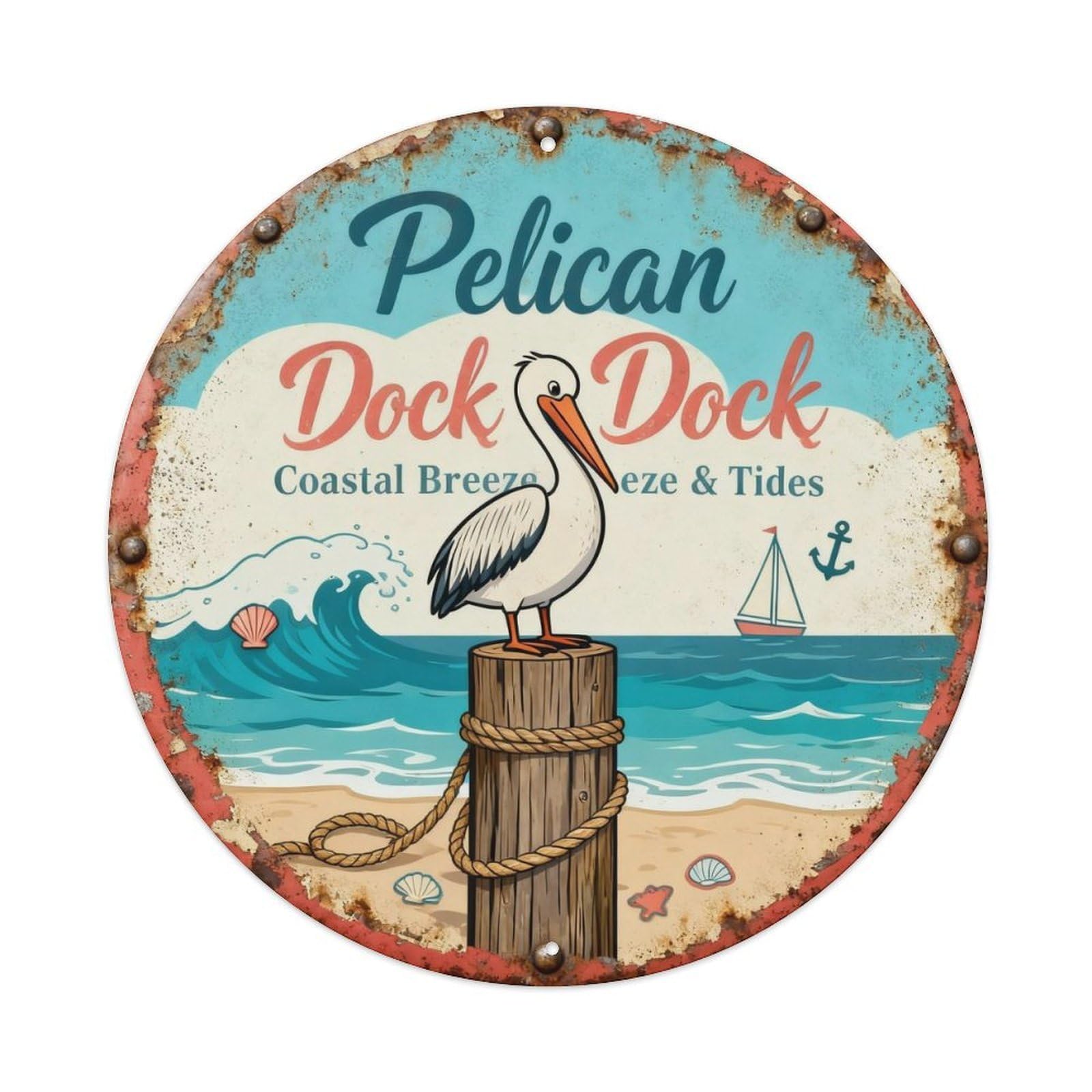 Pelican Dock Metal Tin Sign Plaque
