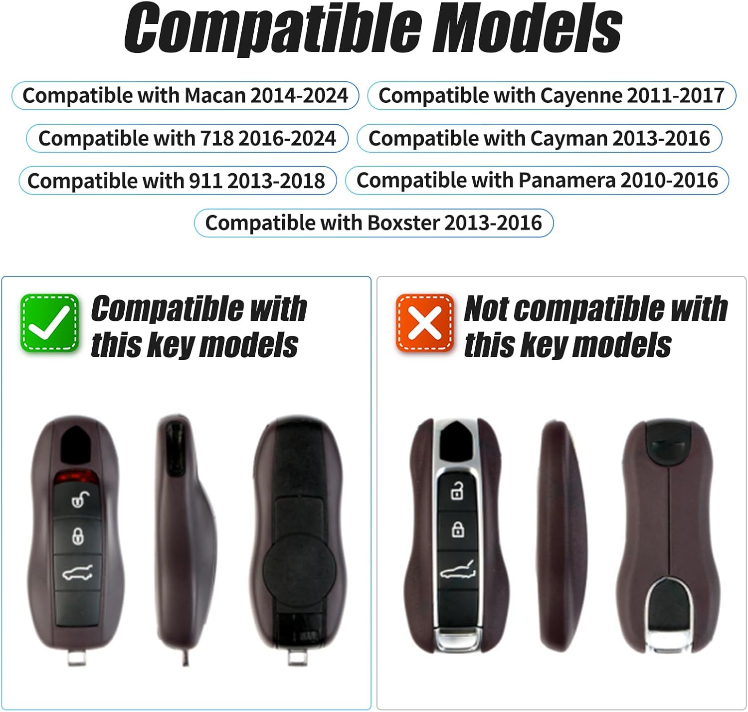 Chinese Red Key Fob Cover Compatible with Porsche Key Shell Key Fob Shell Replacement Compatible with Porsche Cayenne Panamera 911 718 Macan Boxster Cayman Old Style - Image 2