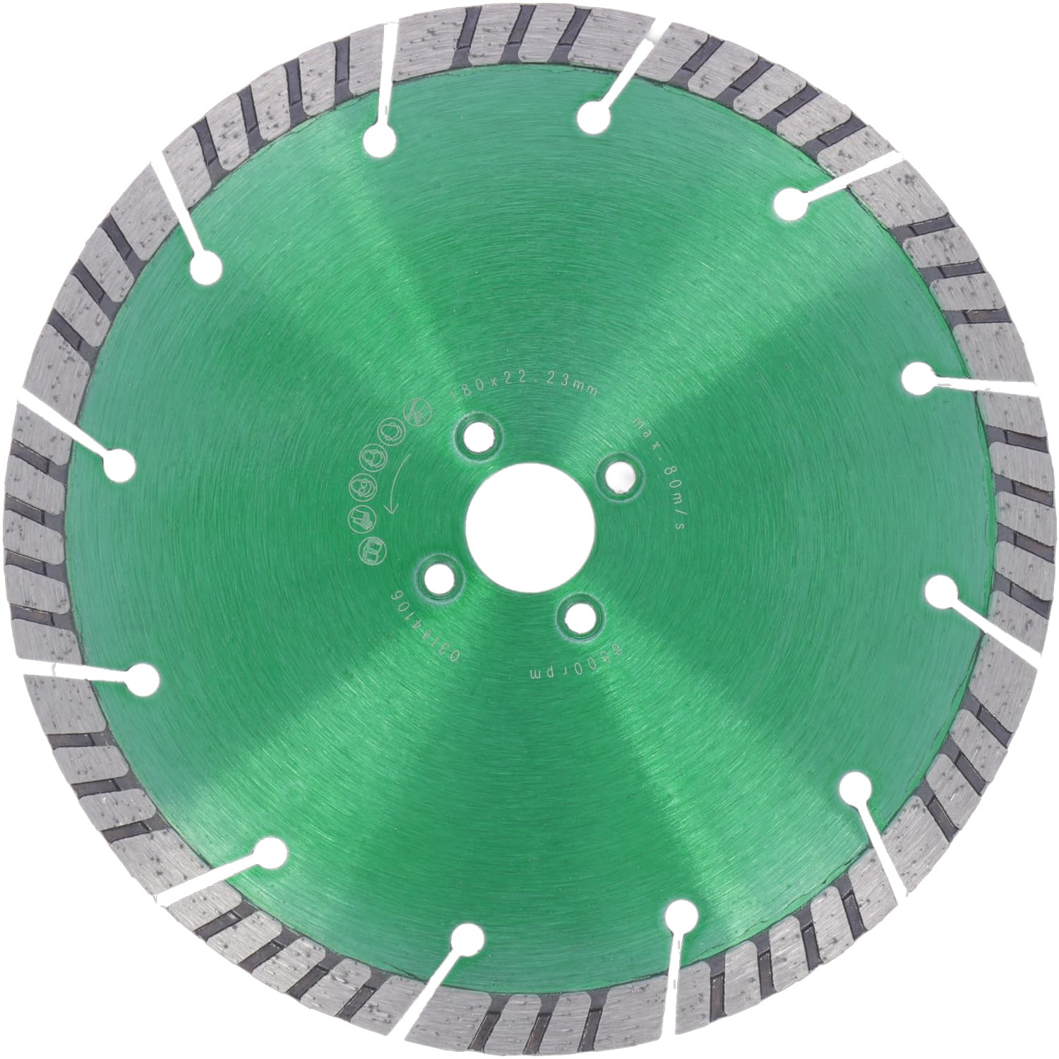 Profi Diamanttrennscheibe TLM 12 – 180 mm passend für FEIN MF 14-180 & Lamello Tanga DX200 – 12 mm Turbo-Segmente – Fensterfräse Zubehör für die Fenstersanierung – 4 Nebenlöcher