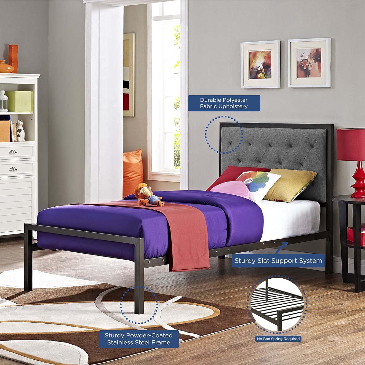 Modway Mia Twin Fabric Bed MOD-5178-BRN-GRY-SET