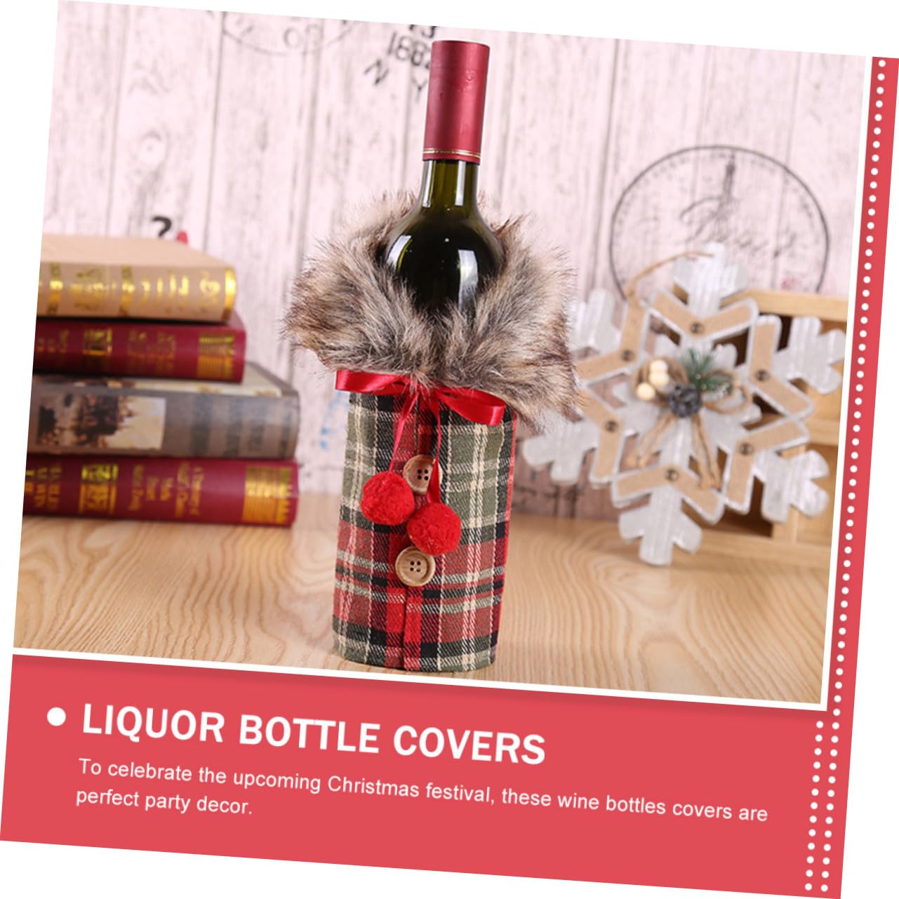 2 Piezas Porta Botellas De Vino Navideño Bolsas De Vino para Festivales De Lino Cuello De Peluche De Navidad