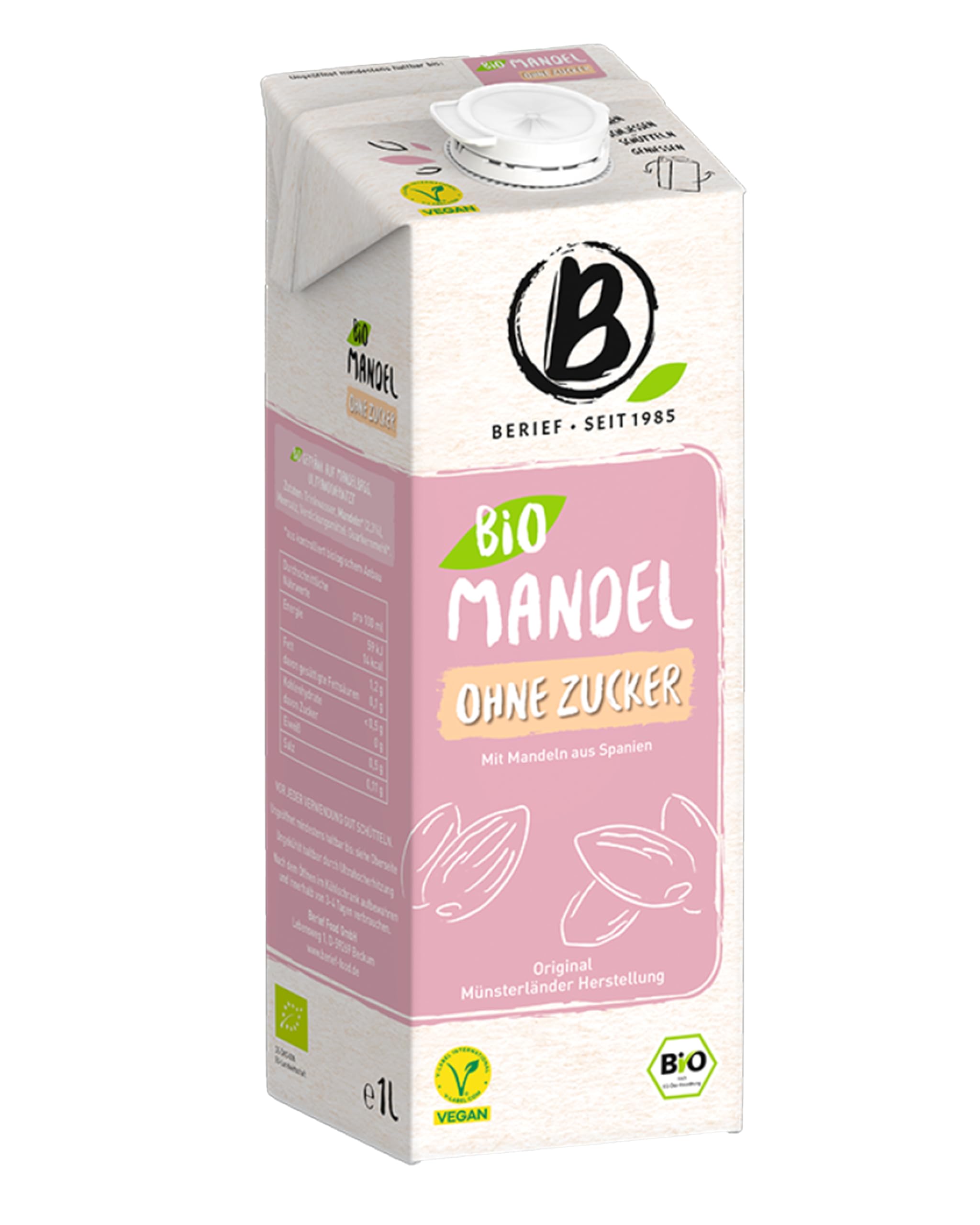 Berief Bio Mandel Drink Ohne Zucker 8 x 1L 8er Pack