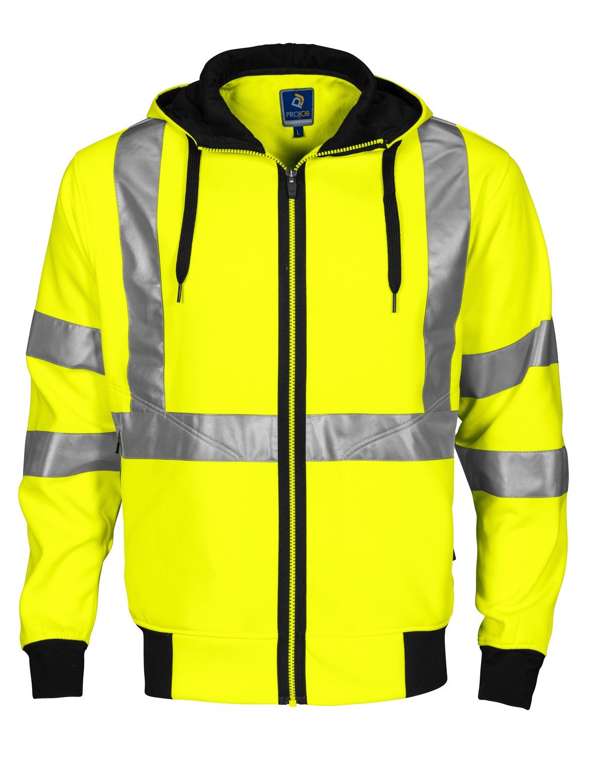 Haut à capuche zippé jaune et noir vêtement sportswear confortable taille S
