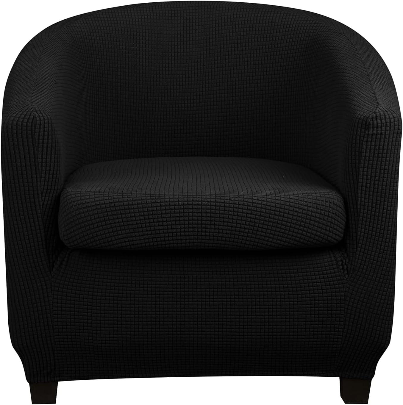 Lellen Club Chair Slipcover with Seat Cushion Cover - Round Barrel Chair Slipcovers & Tub Chair Cover - Black Suit