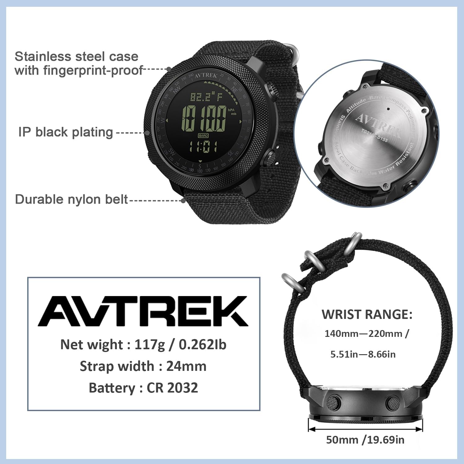 Relojes de supervivencia t cticos avtrek para hombre para deportes al aire  libre reloj de pulsera digital inteligente para nataci n alt metro bar