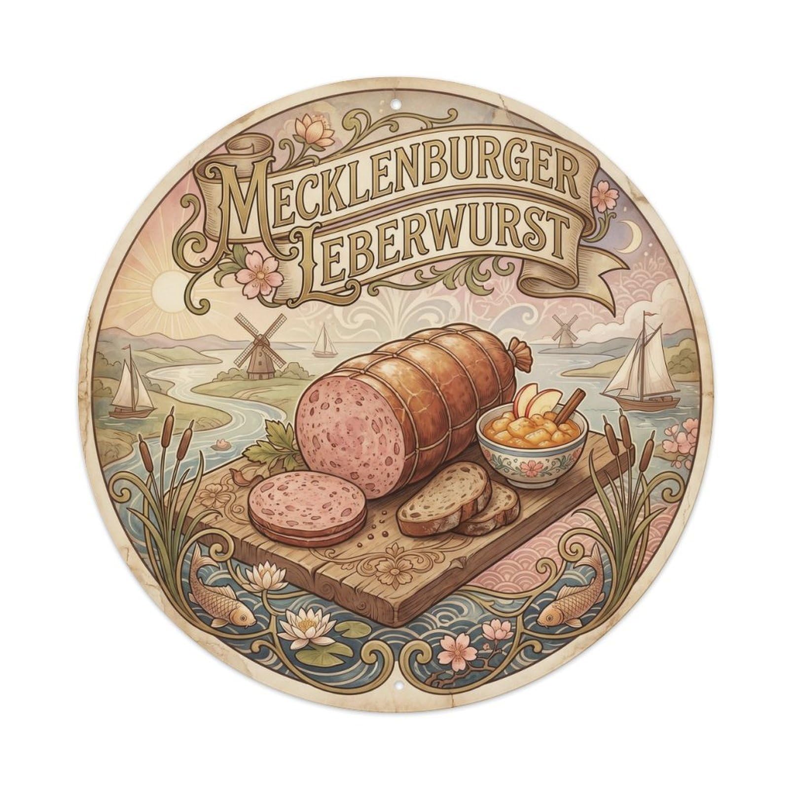 Mecklenburger Apfelmus Liver Sausage German Travel Metal Tin Sign