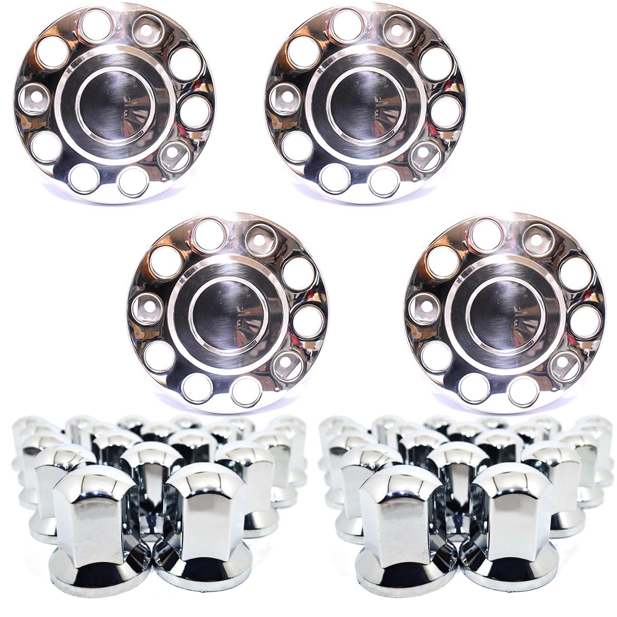 Set Di 4 Copricerchi Cromati A Cupola Per Camion E Rimorchi - 20 Cm, Acciaio Inossidabile, Antiruggine, Facili Da Installare