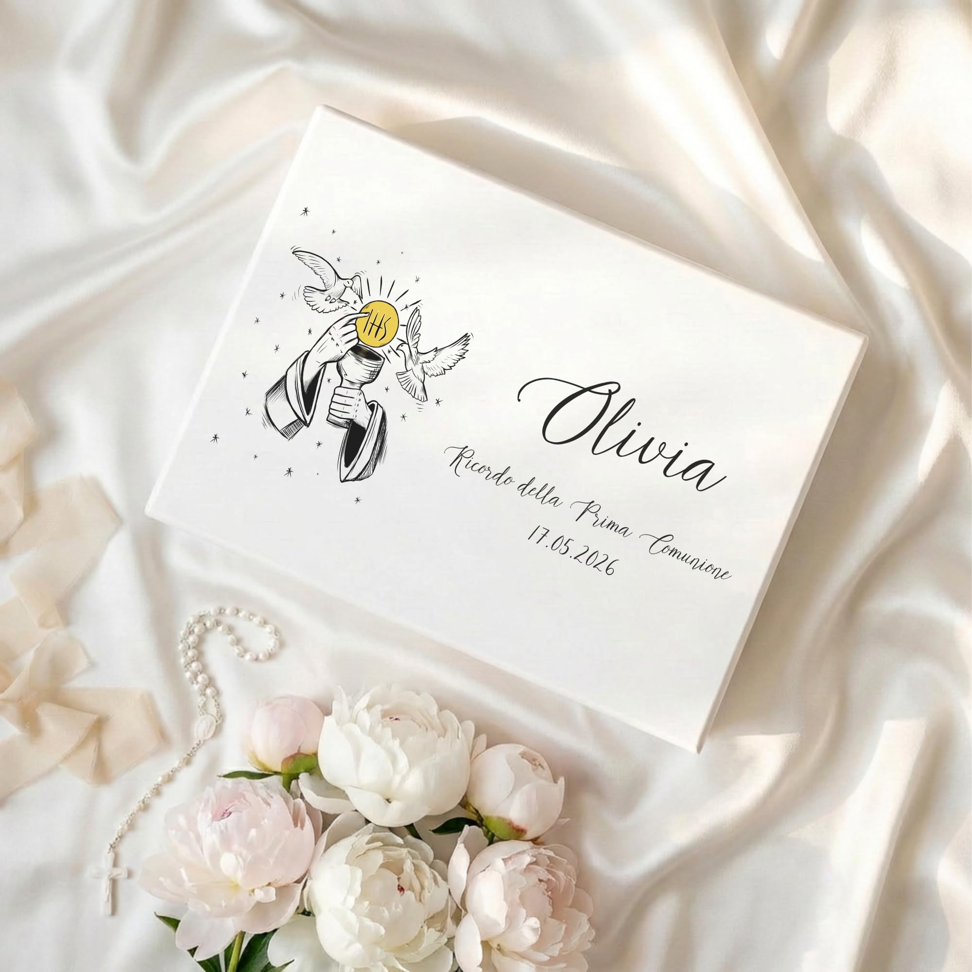 Creative Deco Prima Comunione Scatola di Regalo Personalizzato | Scatola della Memoria in Legno per Bambino/Bambina | Personalizzata - Bambino con Capelli Chiari | Incisione | per Ragazzo e Ragazza