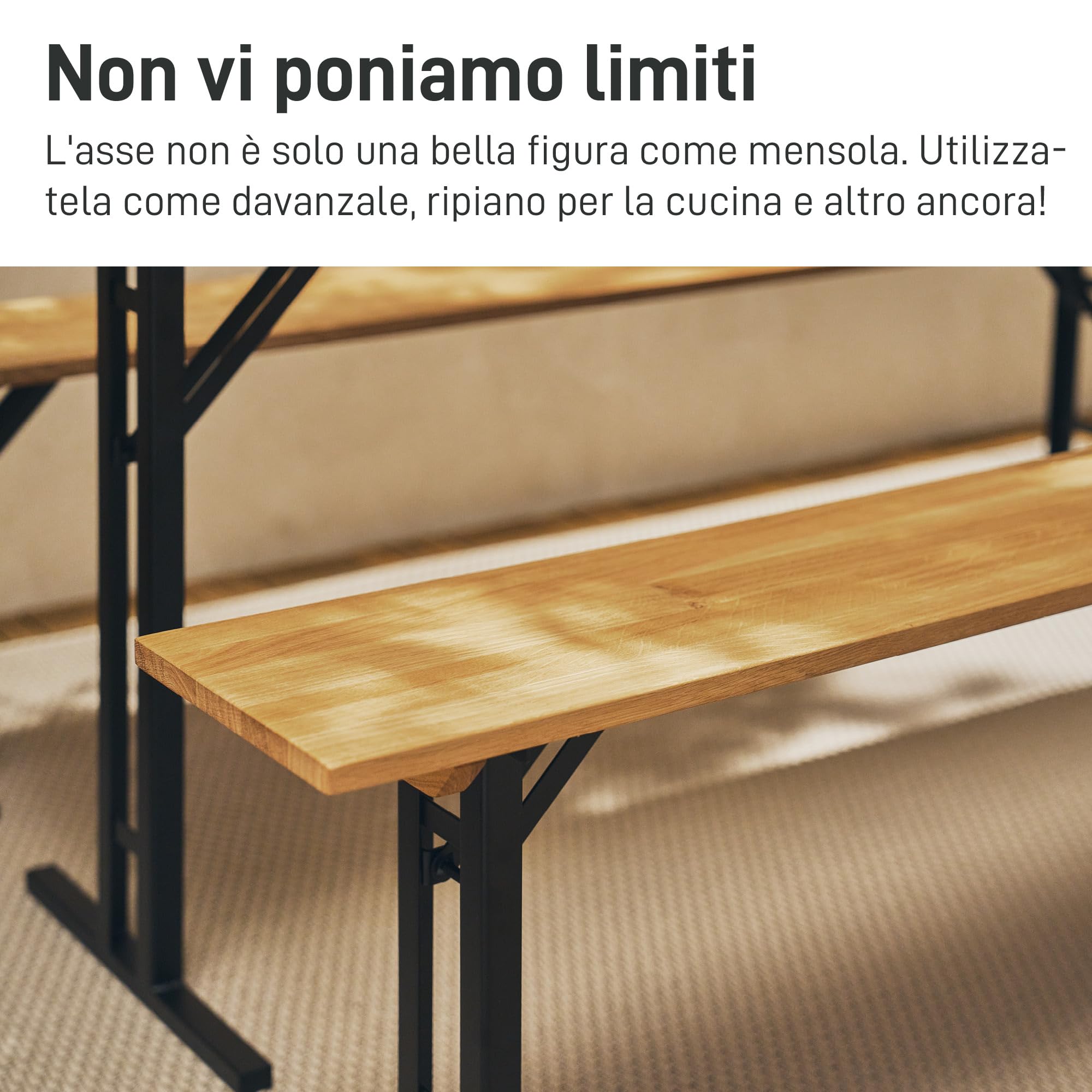 Mensola in legno di quercia da parete, mensola da cucina, davanzale, in legno massiccio, molte misure, stile rustico, supporto per libri, decorazione (profondità 20 cm, larghezza 200 cm