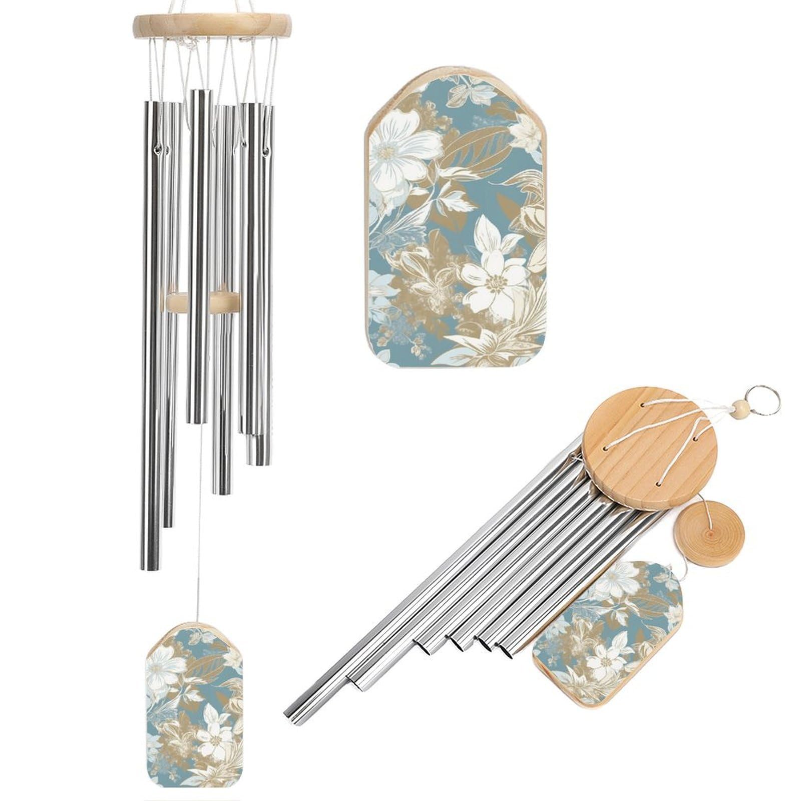 Light Peach Flowers Wind Chimes for Outside Memorial Gift Sympathy Wind Chimes Aluminum Tube Windchime with Hook Windbell for Outdoor Patio Garden Decor Housewarming Gift