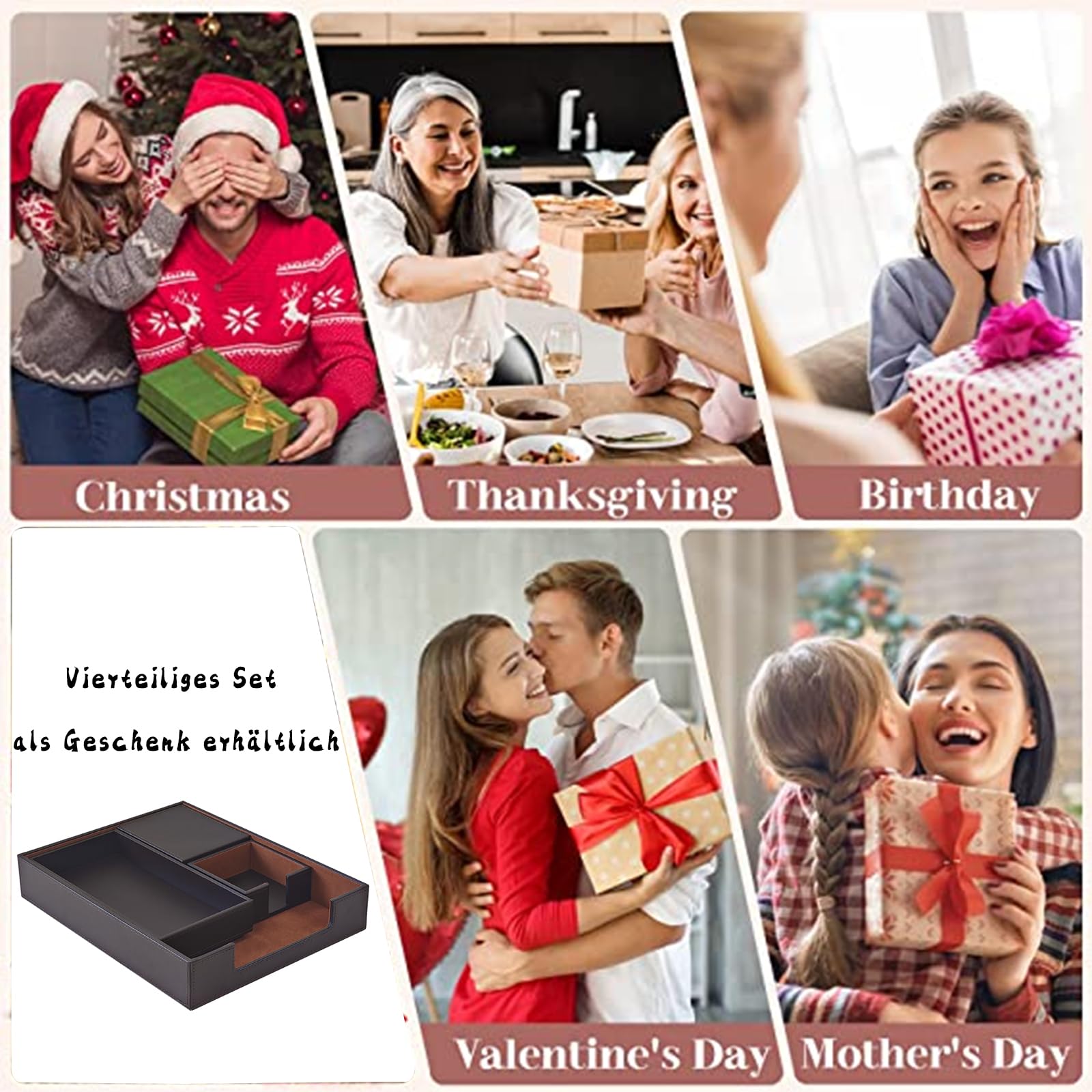 Set de escritorio XNONE, Set de escritorio de PU cuero, con organizador de escritorio, portaplumas, porta notas, bandeja para cartas, mesa de oficina para hombres y mujeres, mesa de oficina (Marrón)