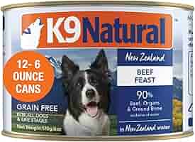 K9 Natural Wet Dog Food Pate, Beef Feast, 6 Oz Cans (Pack of