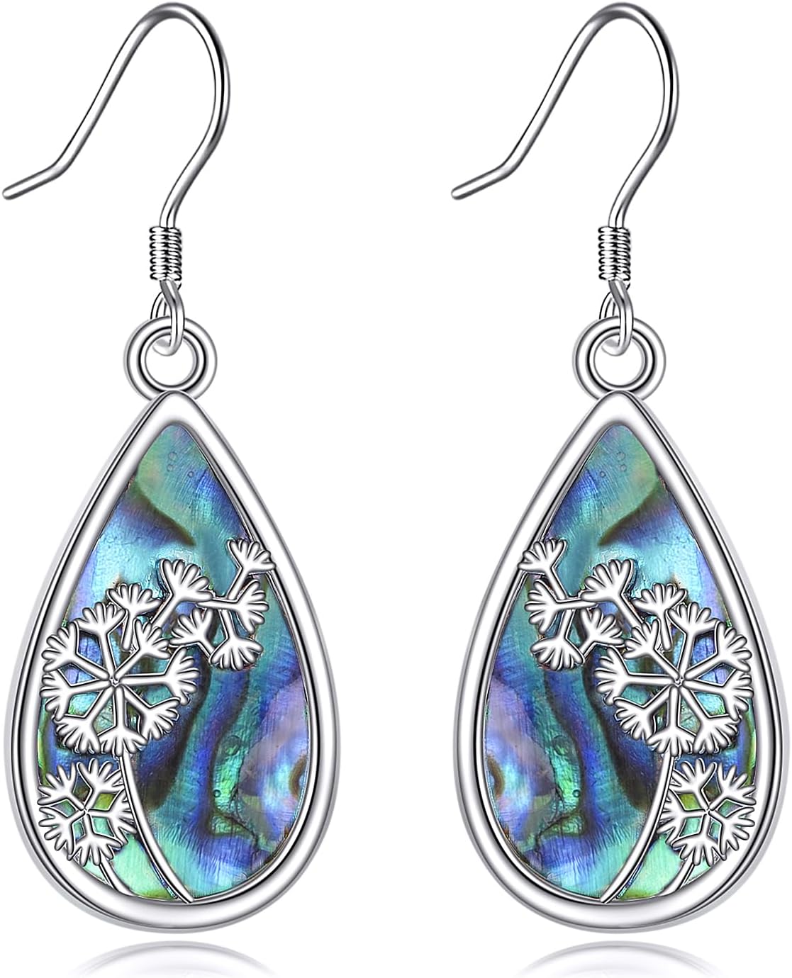 YAFEINI Dandelion Earrings 925 Sterling Silver Abalone Shell Dandelion Teardrop Earrings Jewelry Gifts for Women