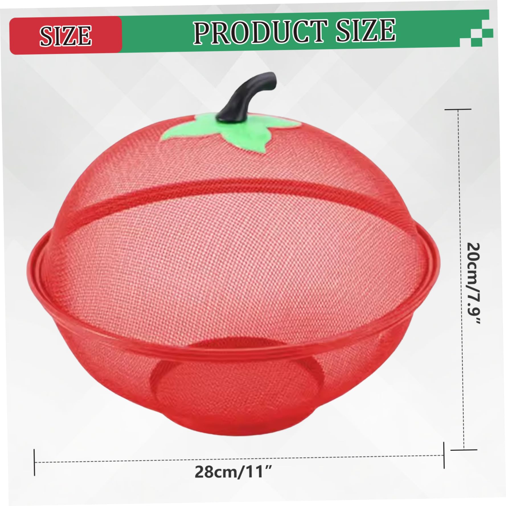 Bol à fruits avec couvercle, panier à fruits en treillis métallique de 11 pouces avec fond surélevé, panier alimentaire élégant et fonctionnel pour la cuisine, rouge