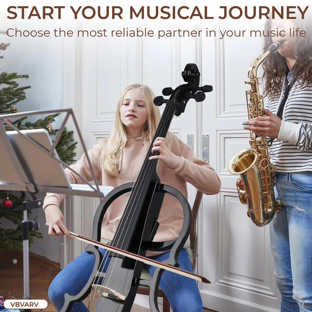 Kit de violonchelo eléctrico con bolsa ligera, auriculares, arco, puente, colofonia para adultos, estudiantes, principiantes