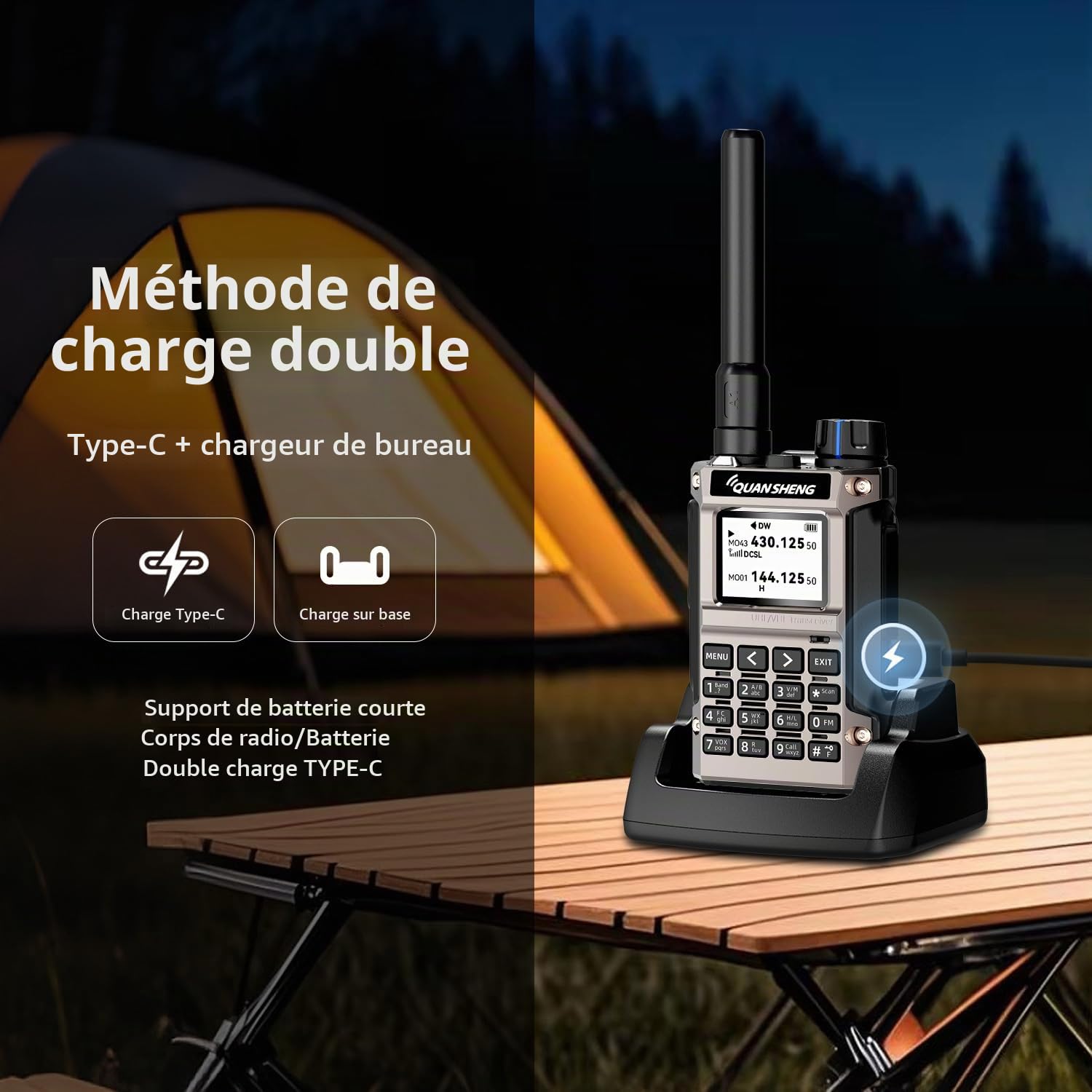 QUANSHENG UV-K1(8) Walkie Talkie Handheld Ham Radio, Air Band Receive 50-600MHz, Wireless Copy, One Key Frequency Match, Type-C Charging, NOAA Weather, 200 Channels, VOX, Portable Two Way Radio