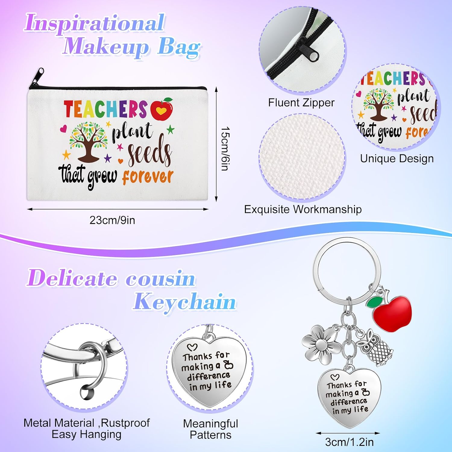 Liitrsh 21 Pcs Teacher Appreciation Gifts Bulk for Graduation Novelty Teacher Socks If You Can Read This Makeup Bags Keychains