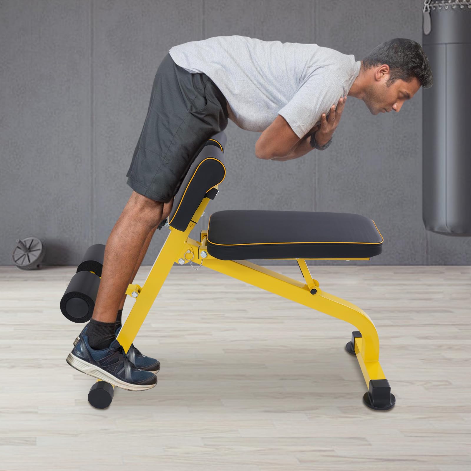 Wielofunkcyjna ławeczka fitness Roman Chair, składana ławka do ćwiczeń brzucha, nóg, bicepsów i rukonów, maksymalne obciążenie 300 kg, regulowana wysokość, do domu, na siłownię, trening