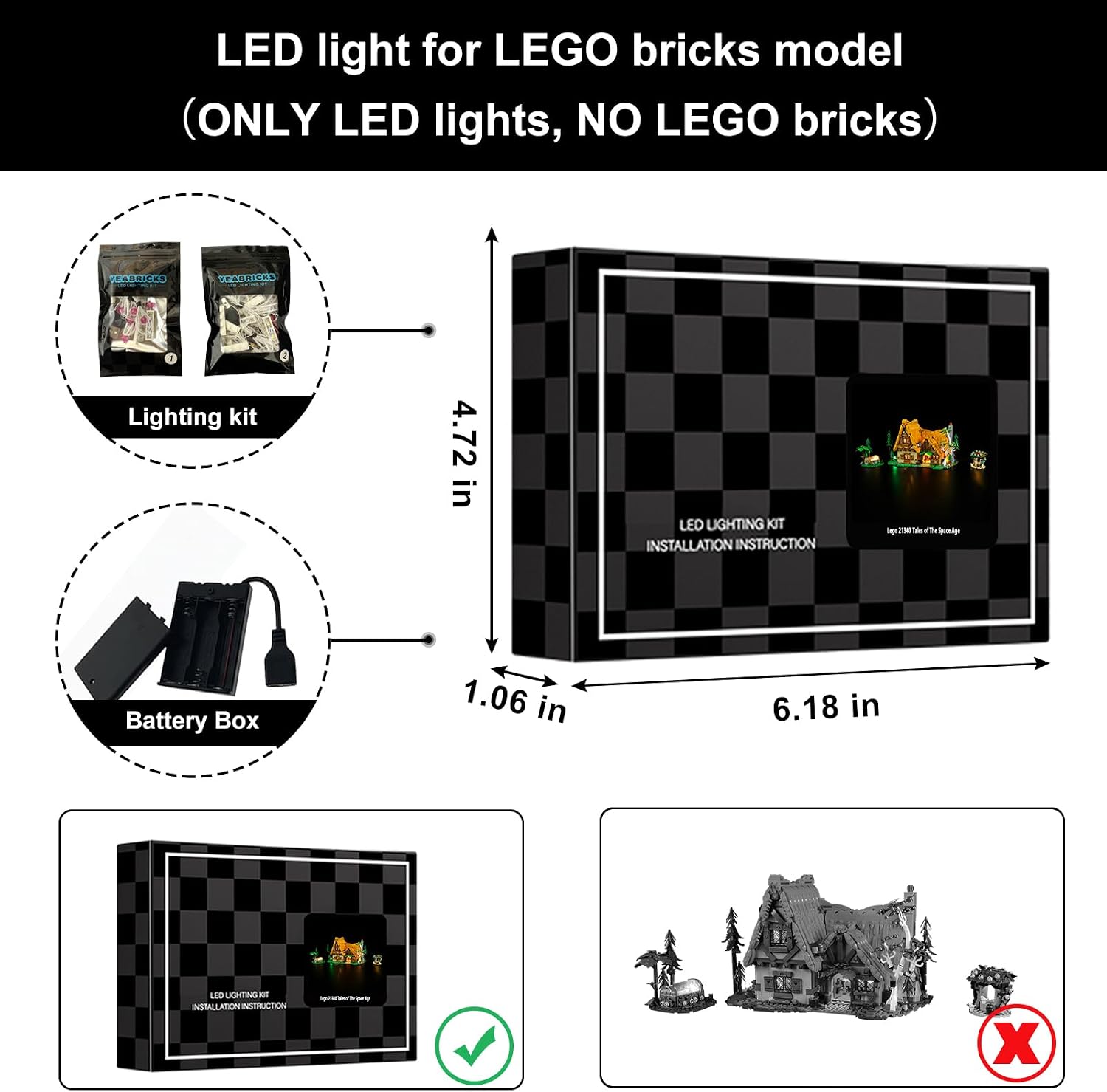 Vaodest LED Light for Lego 43242 Snow White and The Seven Dwarfs' Cottage Set,Design and Configuration Compatible with Model 43242(LED Light Only, Not Building Block Kit)