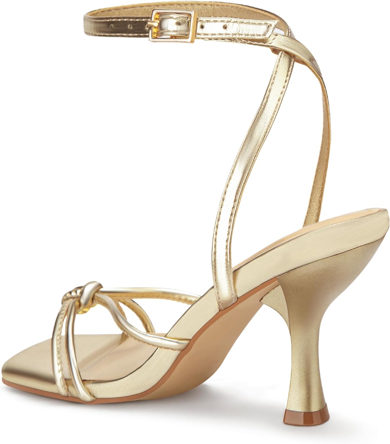 PARTY Women's Square Open Toe Strappy Heeled Sandals 3 inch Stiletto Kitten Heel with Ankle Buckle Strap, Comfortable Slingback Summer Dress Shoes - Image 5