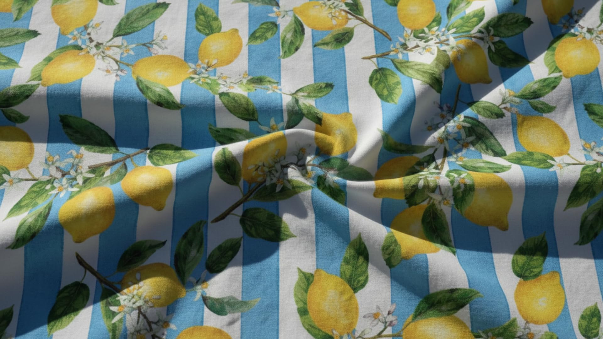 Vilber, Mantel, Corte de Tela de Algodón/Poliester de Fibras recicladas. Resinado, Antimanchas, Impermeable, para Interior y Exterior. Lemons.3159 (140x300 cm)