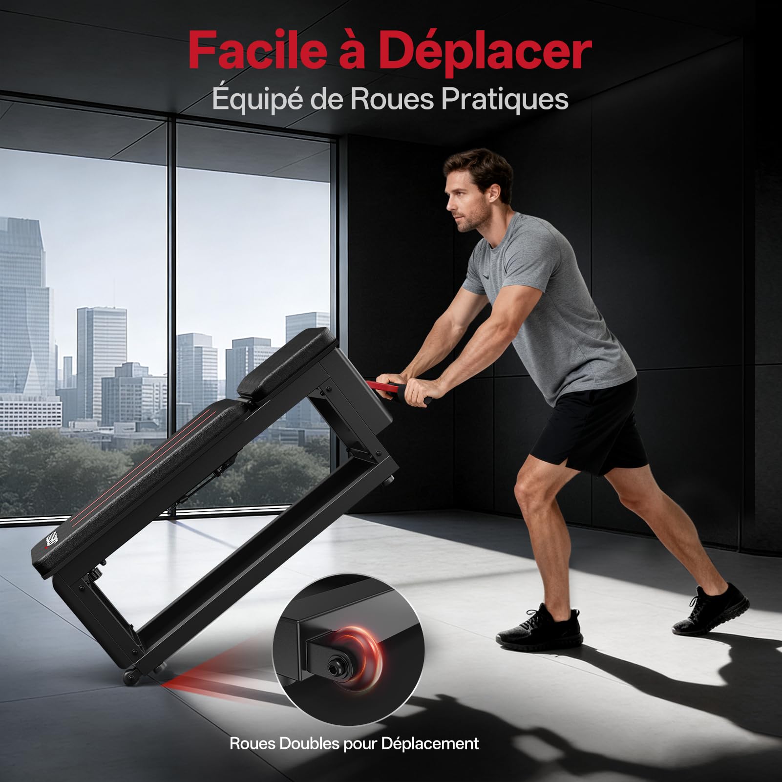 JOROTO MD85 Banc de Musculation Réglable avec Rangement Intégré, 990LBS/450KG Capacité Banc Musculation Multifonction, Bras de Traction 9 Positions et Dossier 7 Positions Banc Abdominauxde Inclinable