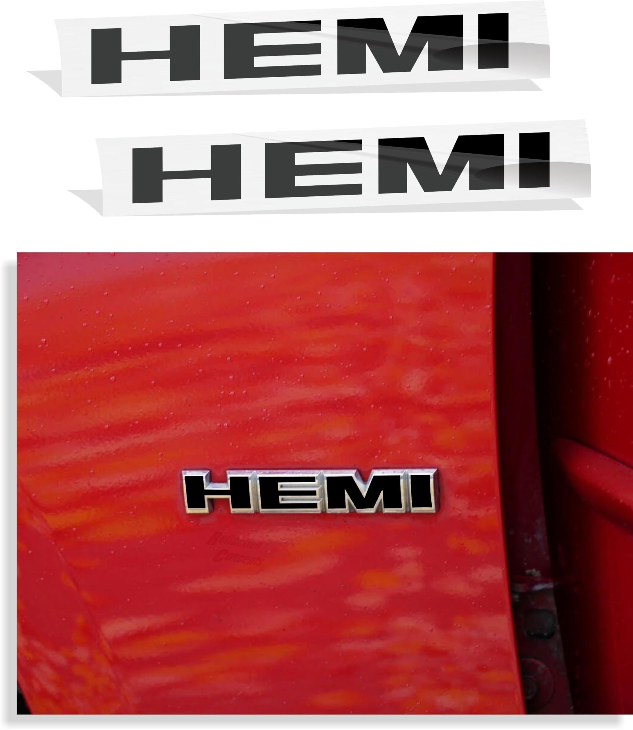 Reflective Concepts - HEMI Emblem Overlay Decal Stickers (Pair) - 2006-2010 Charger - (Color: Gloss Black)