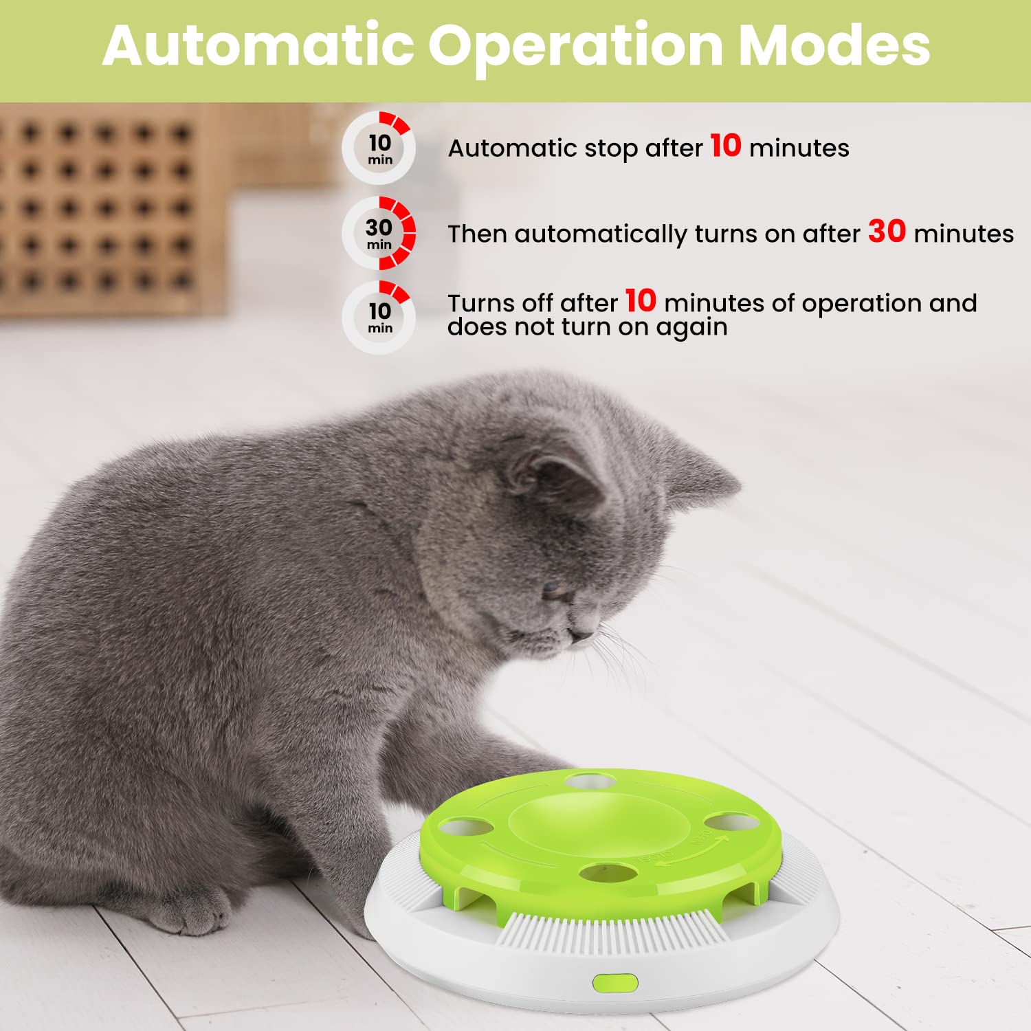 PETTOM Giocattoli per Gatti Automatico, Giochi Gatto Interattivo Elettronico con 2 Piuma, Gioco Intelligente per Gatti