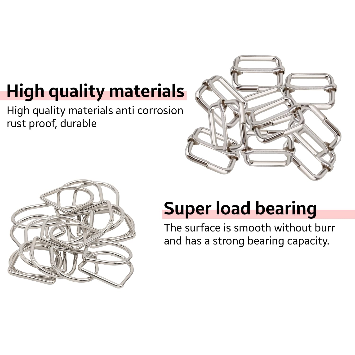 Kit de 120 piezas de accesorios para llavero: ganchos giratorios de 25 mm, anillos en D y hebillas deslizantes de triple deslizamiento para reparación de bolsos, manualidades de cordón, costura de