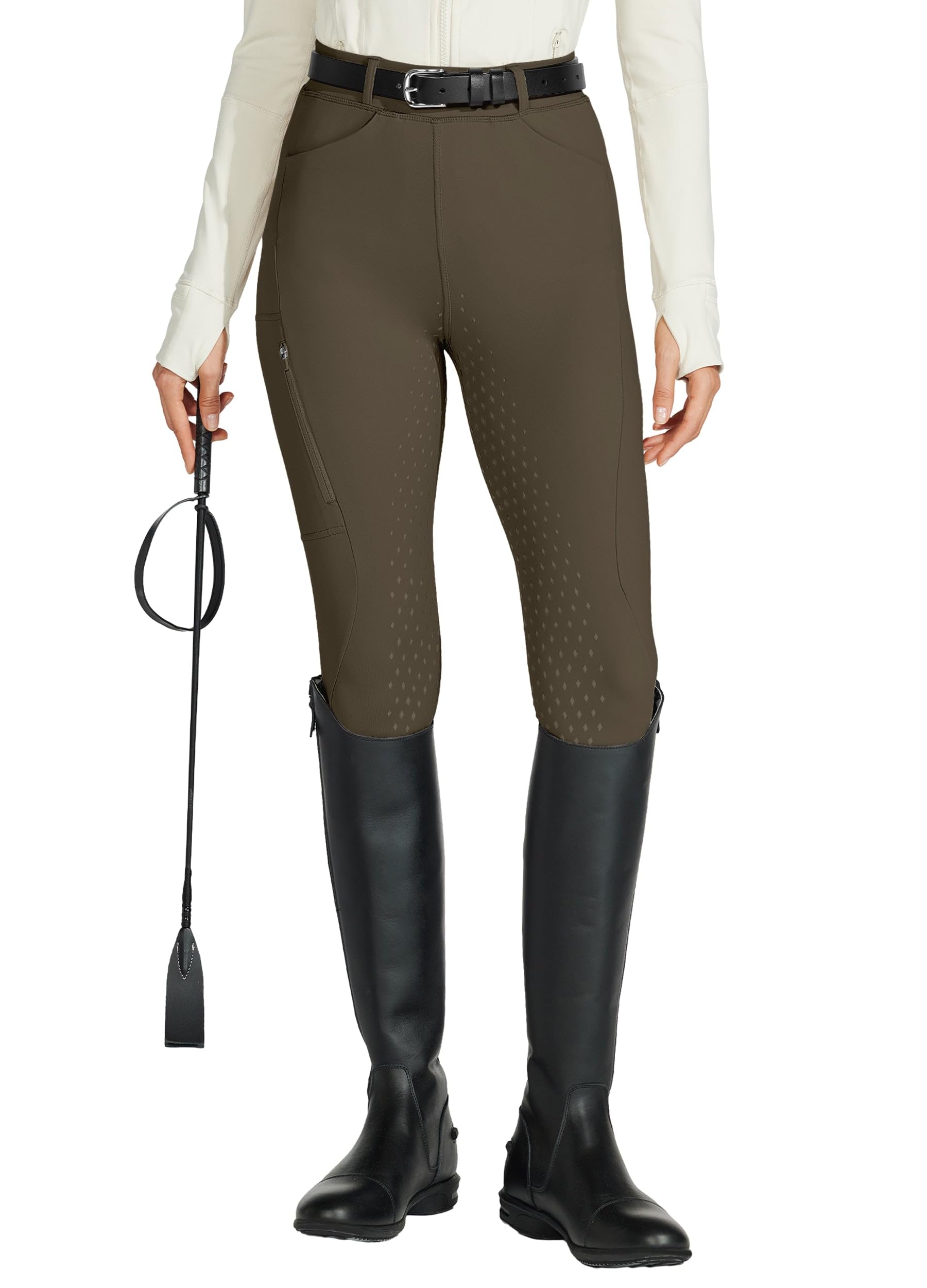 Willit Women's Horse Riding Pants Full Seat Silicone Equestrian Breeches Horseback Schooling Tights Zipper Pockets