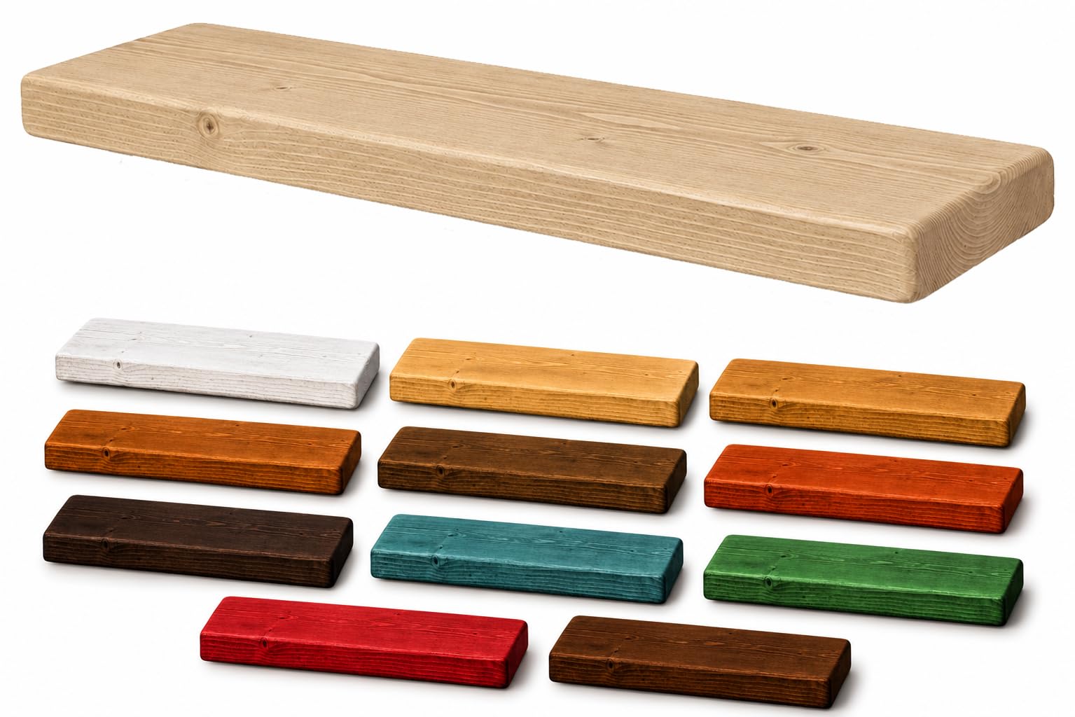 Artefizio Mensola a Muro in Legno Naturale, Scaffale Sospeso 11 Colori | Mensola sospesa in legno naturale, ideale per arredare bagno, cucina, camera, soggiorno e ufficio