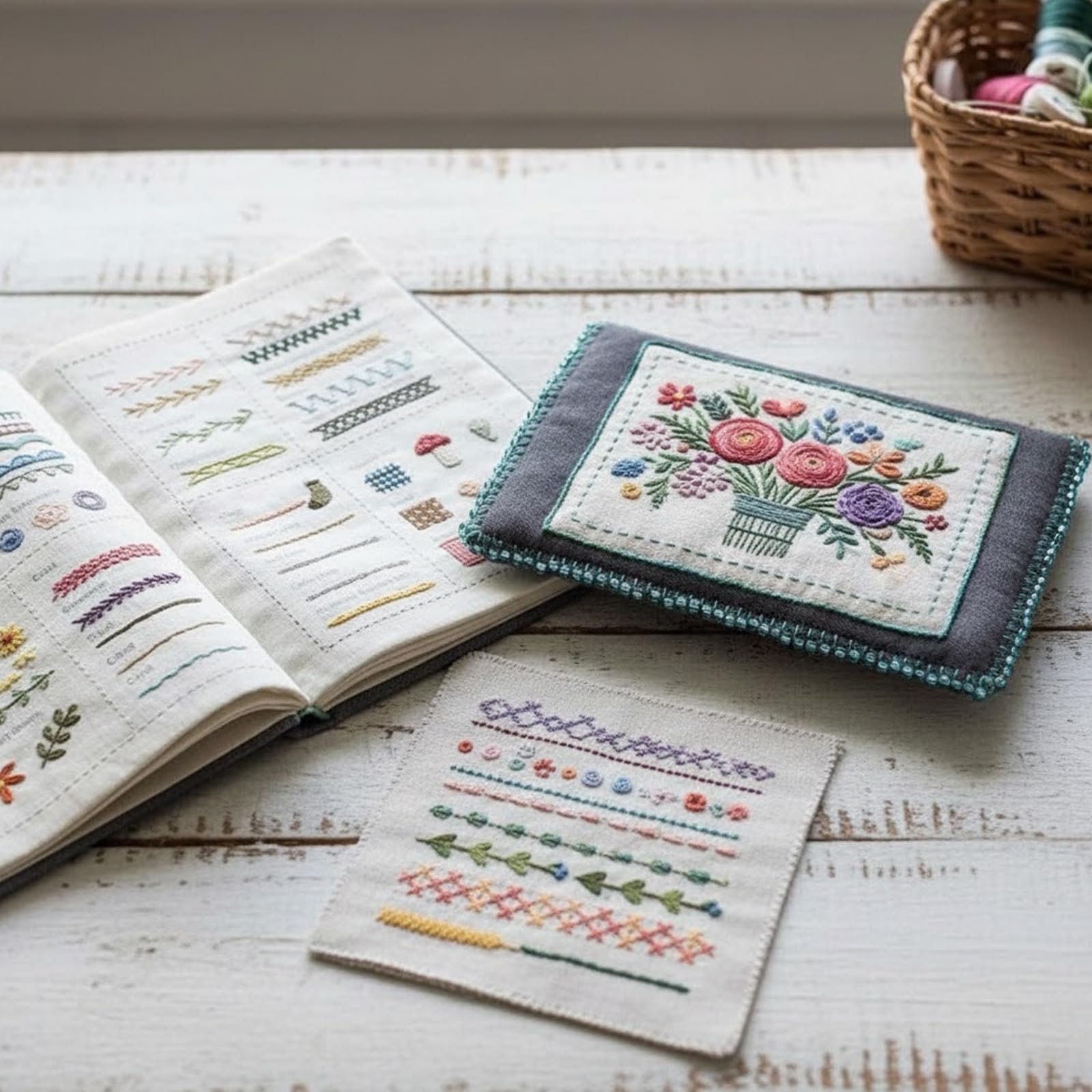 Borduurwerk Stitch Book Kit,DIY High-Density Linen Stitche Books Set