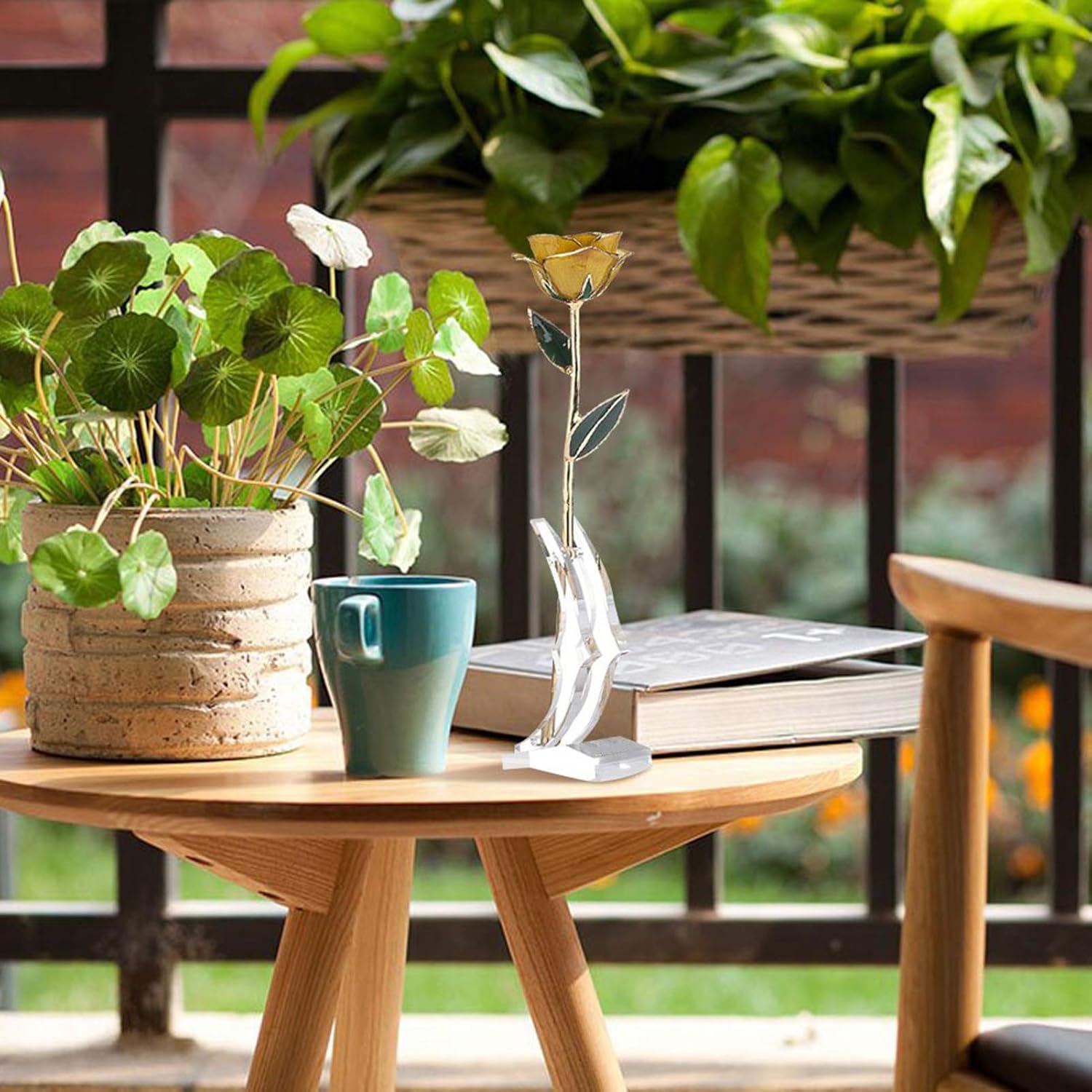 24K Rose, Dipped Gold Rose Love Real Golden Plated Preserved Eternal Flower with Rose Stand Present for Wife/Girlfriend/Daughter (Peach) - Image 6